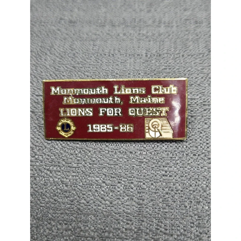 Vintage Monmouth Maine‎ Lions Club Lions For Quest 1985 1986 Enamel Pin